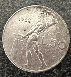 Moneta 50 lire del 1956
