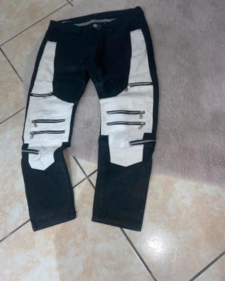 Jeans doppio lavaggio in ecopelle