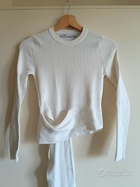 Maglia bianca con fascia in vita, Zara