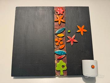 Lavagna quadro artigianale con ceramica