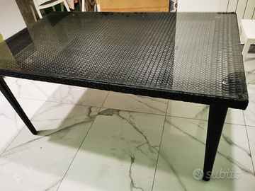Tavolo in RATTAN per esterno 150 x 90 top in vetro