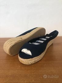 Sandali  Blu Navy con Zeppa in Corda n. 38-39