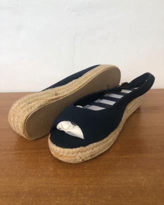 Sandali  Blu Navy con Zeppa in Corda n. 38-39