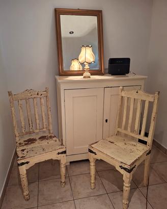 coppia di sedie in kegno stile contry/ shabby