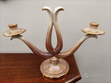 Coppia di candelabri in porcellana vintage anni 60
