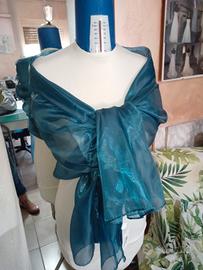 sto la coprispalle verde petrolio ottanio  organza