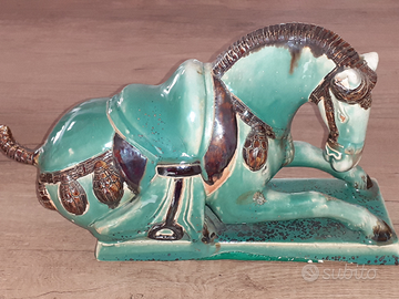 Scultura/statua cavallo ceramica orientale XX sec