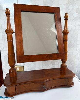 Specchio da toletta d’epoca basculante con cassett