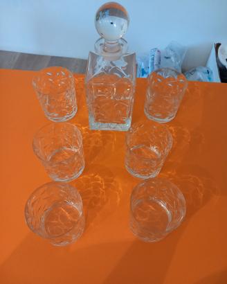 set di 6 bicchieri visky o alcolici con bottiglia