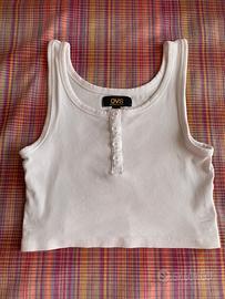 Top maglietta corta bisnca donna ragazza taglia M