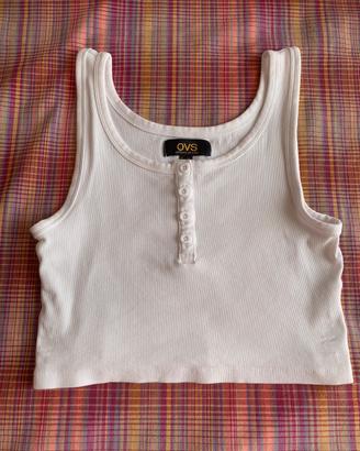 Top maglietta corta bisnca donna ragazza taglia M
