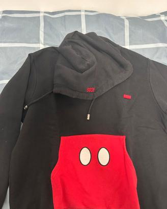 GCDS Felpa con cappuccio nera e rossa