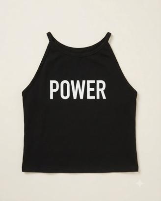 Top nero halter con scritta POWER Terranova XL