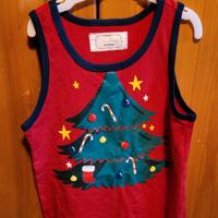 Canottiera bambini rossa con albero natale