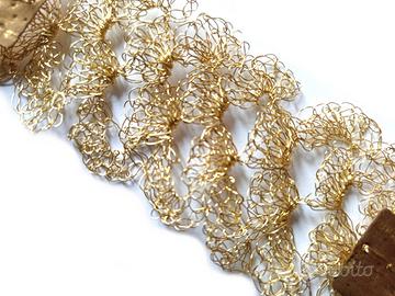 bracciale tecnica wire crochet, filo metallo dorat