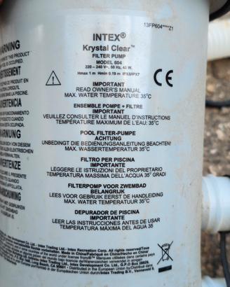 Filtro a cartuccia per piscina - marca Intex