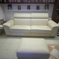 Divano letto in pelle 2.5 m piu puff