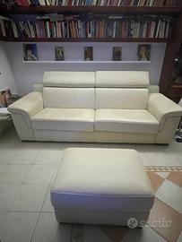 Divano letto in pelle 2.5 m piu puff