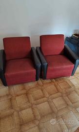 2 poltrone anni 70 rosse e nere