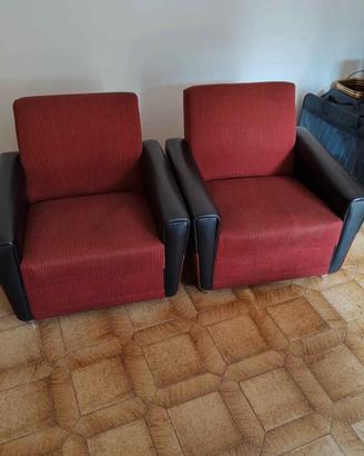 2 poltrone anni 70 rosse e nere