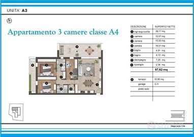 Appartamento di 120 m² con 4 locali e box auto a A