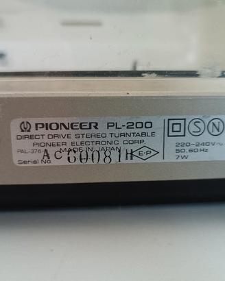 Pioneer PL200 giradischi 