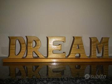 targa in legno scritta in legno Dream