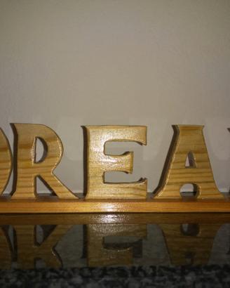 targa in legno scritta in legno Dream