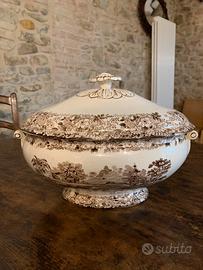 Zuppiera di sapore antico, beige e marrone