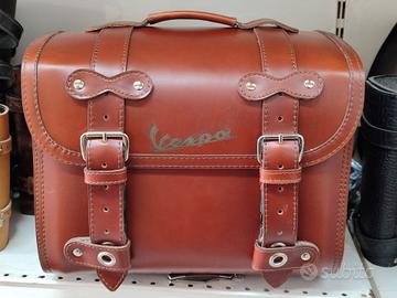 Bauletto Borsone Vespa Pelle Marrone lucchetto