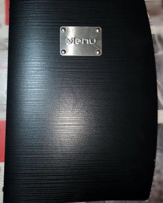 Portamenu A4 nero con placca inox Menu