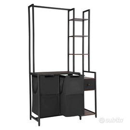 Cesto Portabiancheria con 2 Scomparti con Ruote