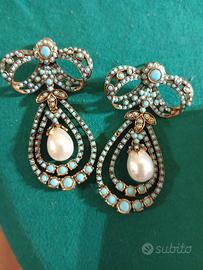 orecchini pendenti in pasta di turchese