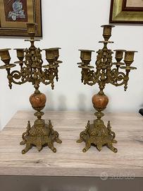 Candelabri vintage onice e bronzo