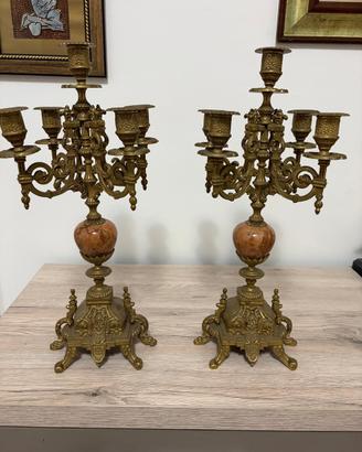 Candelabri vintage onice e bronzo