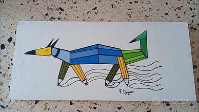 F. Depero copia d'autore su legno 32x70