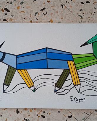 F. Depero copia d'autore su legno 32x70