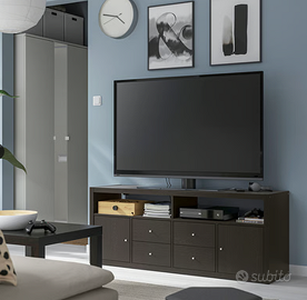 Combinazione per TV, marrone-nero, 147x39x60 cm