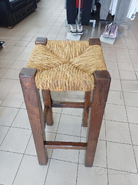 . Sgabello legno sfoderato paglia 