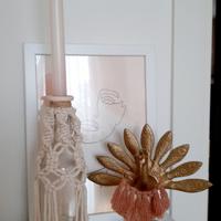 Portacandela o vaso in vetro e macramè