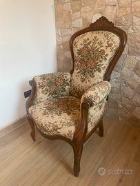 Poltrona Bergère Luigi Filippo in legno massello
