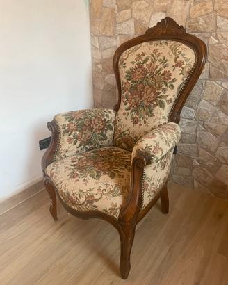 Poltrona Bergère Luigi Filippo in legno massello