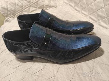 Scarpe mocassini nuovi da cerimonia blu avion