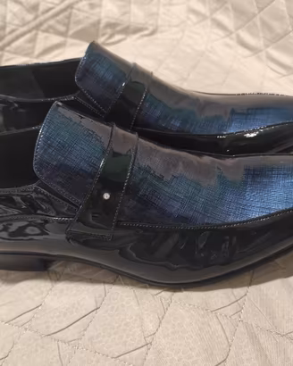 Scarpe mocassini nuovi da cerimonia blu avion