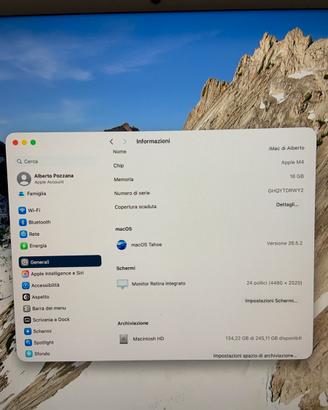 Apple imac M4 16gb 256 ssd