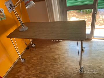 Scrivania, bambù/bianco, 140x65 cm ikea