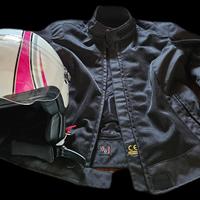 Casco jet e giubbotto moto donna.