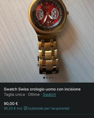 Swatch Swiss orologio uomo con incisione