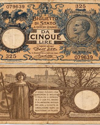 banconota 5 lire 