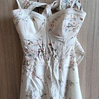 Tutina vestito pull & bear bianco a fiori
